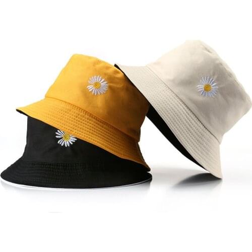 2020 Spring women Bucket fishing Hats Sunscreen sun cap Little daisies Double-sided wear Spring lady fisherman hat