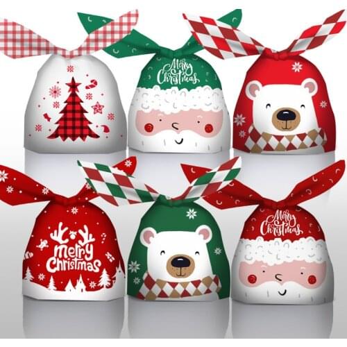 50pcs Christmas Day Bunny Ears Gift Bags Childrens Birthday Party Wedding Decoration Supplies Santa Candy Bags Baby Shower