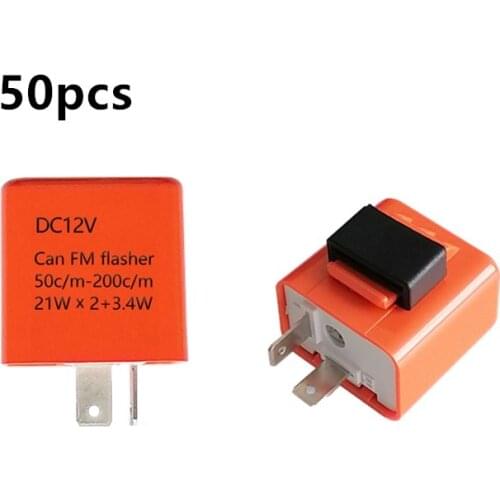 50x Motorcycle Turn Signal Hyper Flash Relay Universal Electronic Adjustable Frequency Blinker Indicator LED Flasher 2Pin 12V DC