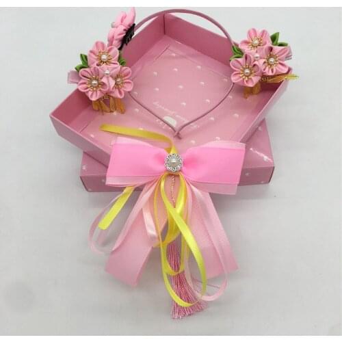 Fashion 3 pcs/set-Childrens Headwear Flower Hair Accessories Cute Cartoon Children Bands Baby Girl Gift Hairband Gift Box