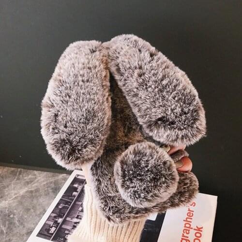 Luxury Cute Fluffy Rabbit Hair Fur Case For Xiaomi mi 9 se 8 9t mi9t Cover For Xiaomi Redmi K20 Pro Note 8 pro 6 7 5 Phone Cases