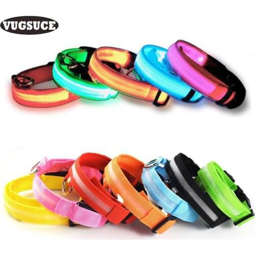 VUGSUCE LED Pet Dog Collar Light Flashing Glow Head Collar for Small Medium Dogs Cats Night Outdoor Pet Supplies Accessories