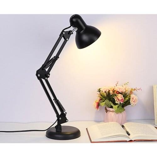 American Country E27 LED table lamp Wrought iron Bracket adjustable Long arm folding desk lamp indoor Eye protection Learn light