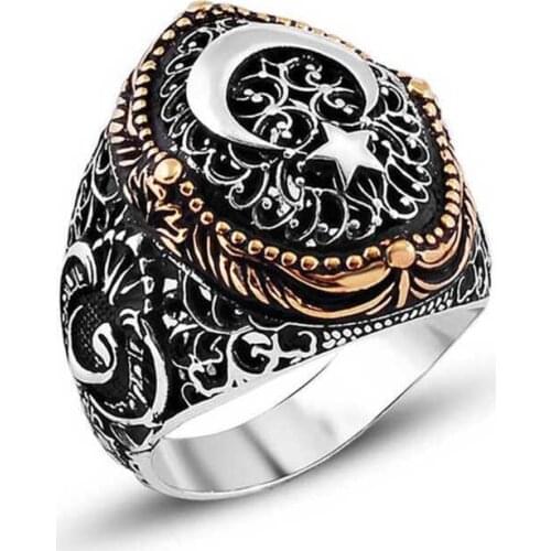 Tevuli 925 Sterling Silver Moon Star Men 'S Ring