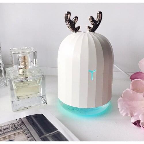 White Deer air Humidifier Ultrasonic Aromatherapy Diffuser with Colorful LED Night Light Mini USB Essential oil Diffuser for Car