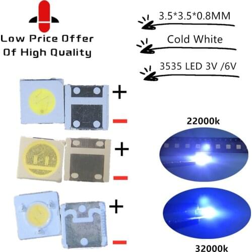 50-100pcs only Original For LG LED 2W 6V / 1W 3V 3535 Cool cold white LCD Backlight for TV smd led