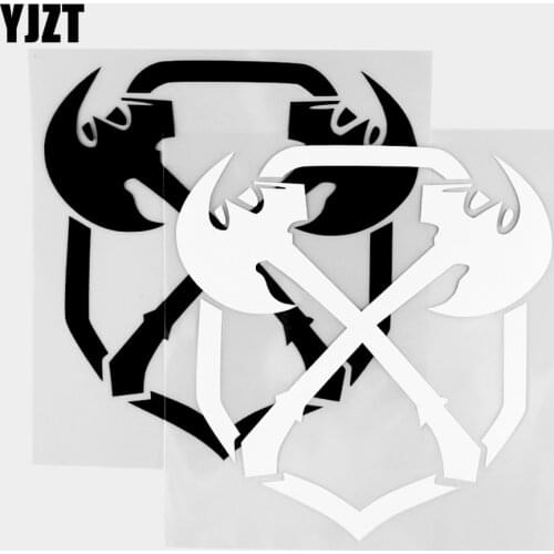 YJZT 15.2×13.5CM Classic Cold Weapon Axe Shield Decorative Car Sticker Exquisite Vinyl Decal Shape Black / Silver 20C-0448