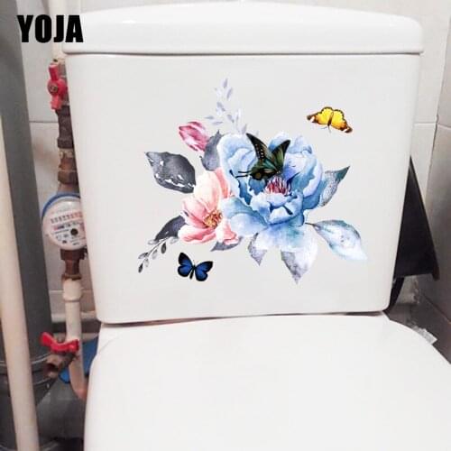 YOJA 21.2X19CM Beautiful Watercolor Butterfly Branch Classic WC Toilet Sticker Fashion Home Room Wall Sticker T1-2219