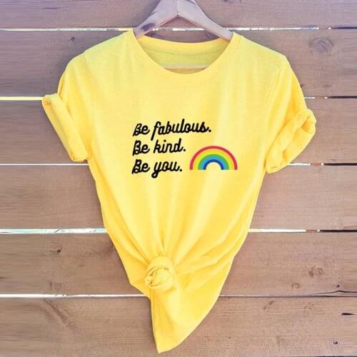 Female Tshirt Woman Casual Tshirt Rainbow Tshirt Woman Summer Short Sleeve Tee Top