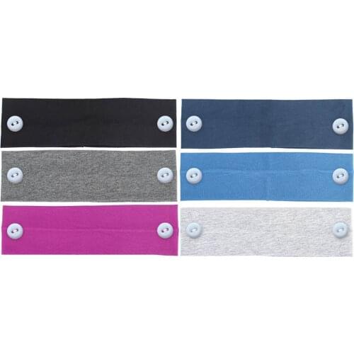 Women Headband With Button Cotton Hair Bandanna For Ear Protection Facemask Yoga Summer Solid Color Head Wear With Buckle