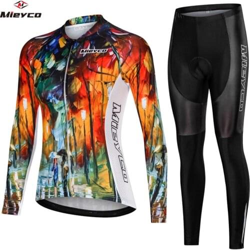 Womens Cycling Jersey Sets Sports Wear Bicycle Pants Long Sleeve Shirts Ropa Ciclismo MTB Bike Clothing Bib Short Tops Jacket