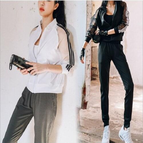 Damdos Womens Workout Suit For Autumn And Winter New Gym Running Loose Yoga Suit Fast Dry Breathable Mesh Jacket Gym Type Cloth