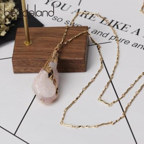 Beadsland Natural Stone Semiprecious Irregular Shapped Pendant Necklace For Women Item 38542