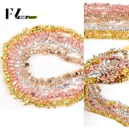 Golden Silvers Smooth Hematite Irregular Chips Stone Beads For Jewelry Making DIY Spacer Beads Necklace Bracelet Accessories