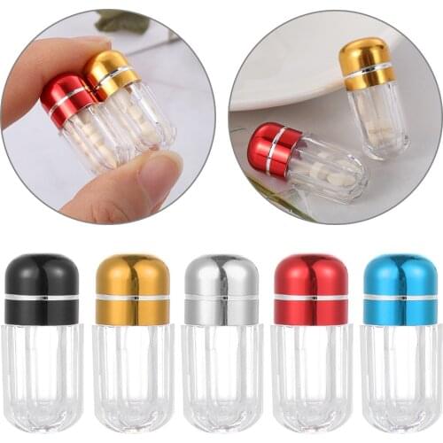 10pcs Colorful Empty Clear Pill Case Plastic Bottle Drug Container Capsule Shell Weekly Tablet Medicine Splitters Holder Box