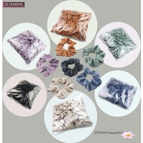 20pcs /pack Women’s Fashion Pure Silk Scrunchies Solid Color Hair Ribbon Bands Elastic Hair Ring Gum Ponytail Chouchou Wholesale