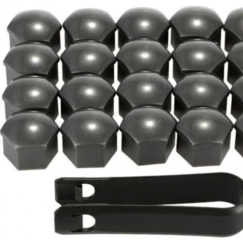 16pcs For Audi 17mm Nut Car Wheel Screw Cover + 4pcs Round Anti-Theft Screw Cap Auto Hub Screw Protection Cover + 1 Nylon Clip