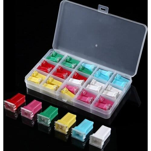 30PCS Female Fuse 20A-60A F2828-Z Mini PAL Fuse ABS Female Fuse Copper Blade With Plastic Box for Japanese Auto Assortment Fuse