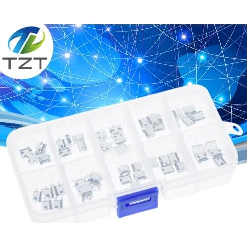 50 Pcs/box 10 Models Micro USB Connector Socket Jack USB Connectors Set for MP3/4/5 Lenovo ZTE Huawei Samsung SONY Xiaomi HTC