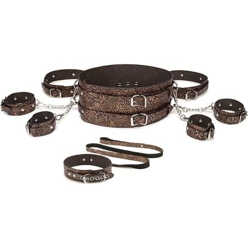 8Pcs/Set PU Leather Handcuffs Ankle Leg Cuffs Waist Belt Bondage Restraints Kits, BDSM Sex Toys For Couples Women Adult Games