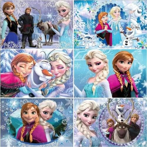 Disney DIY Diamond Painting Ice Sister Elsa&Anna Cartoon Cross Stitch Full Round Diamond Embroidery Diamond Mosaic Home Decor