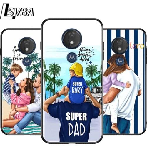 Hot Dad Mom Baby Girl for Motorola G9 G8 G E7 E6 One Play Marco Hyper Fusion Stylus Power Edge Plus Black Phone Case