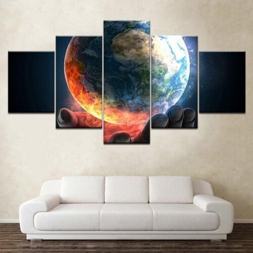 Human induced disasters 5 piece Wallpapers modern Modular Poster art Canvas painting for Living Room Home Decor