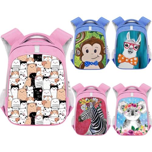 Cartoon Animal Zebra Monkey Koala Alpaca Children School Bags for Boy Girls Kindergarten Backpack Kid Toddler Bag Kawaii Bookbag