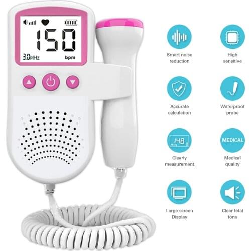 Doppler Fetal Heart Rate Monitor Sonar Doppler LCD 2.5MHz For Pregnant Pocket Ultrasound Fetus Heartbeat Detector No Radiation