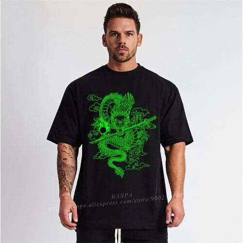 Cool Dragon Black Cotton T Shirts for Big Tall Man Short Sleeve T-shirt Men Oversized Tops Tee 6XL 5XL 4XL Shirts Male Clothes
