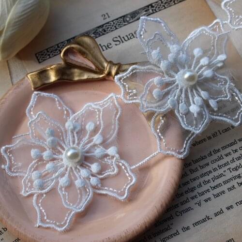 Exquisite organza three-dimensional embroidery flower beaded lace DIY jewelry veil wedding dress accessories