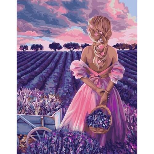 KAMY YI DIY 5D Paint By Number Portrait Modern Frame Handpainted Canvas Coloring By Numbers Flower Girl For Home Decoration