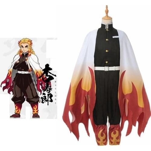 Unisex Anime Cos Kimetsu no Yaiba Rengoku Kyoujurou Cosplay Costumes Sets