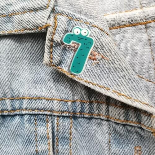 Beautiful Shirt Brooches For Women Cute Cartoon Frog Arabic Numerals 7 Pins Acrylic Jewelry Badges Hat Coat Shirt Gift For Kids