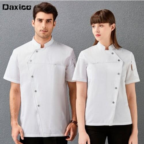 Chefs Short Sleeve Restaurant Hotel Chef Jacket Custom Logo Restaurant Kitchen Workwear Bakery Food Service Cooking Clothes