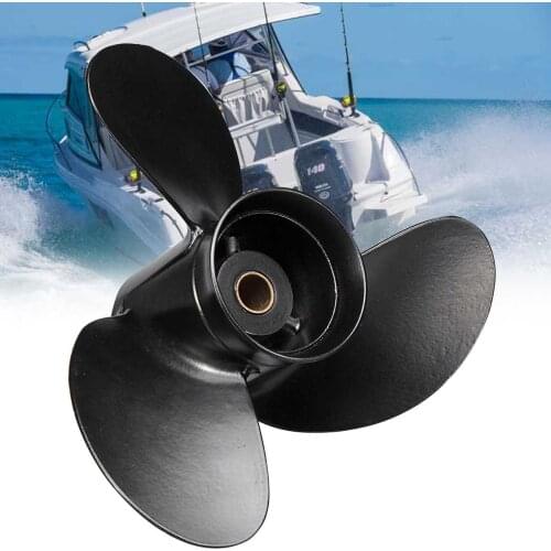 Boat Outboard Propeller 8.5 x 9 For Tohatsu Nissan/Mercury 8-9.8HP 3B2W64517-1 Aluminum Alloy Black 3 Blades 12 Spline Tooth
