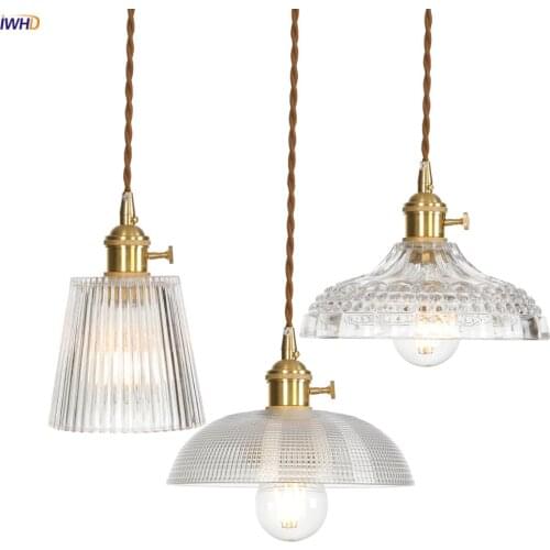 IWHD Nordic Style Copper Edison Pendant Lamp Bedroom Dinning Living Room Glass Modern Hanging Light Luminaria Suspendu LED