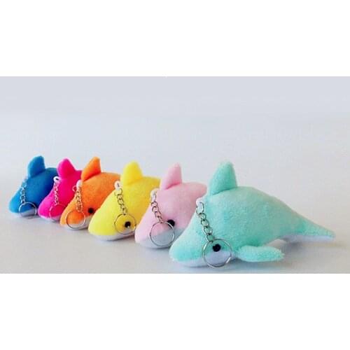Cute Dolphin Plush Doll Keychain For Women Bag Charms Fluffy Pom Pom Whale Key Ring Holder Fish Trinket Party Wedding Gift