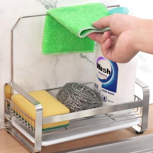 Multifunctional Stainless Steel Drain Rack Storage Shelf Sponge Holder Draining Sink Box Organizer Drain Tray For Kitchen