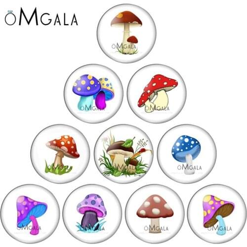 Cartoon Lovely Mushroom Art Patterns 8mm/10mm12mm/18mm/20mm/25mm Round photo glass cabochon demo flat back Making findings