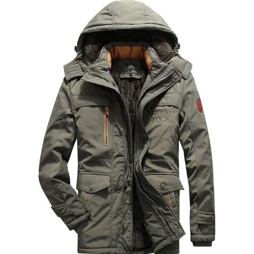 Men Clothing Winter Padded Coat Mid-length Plus Velvet Thick Oversized Coat Mens Outdoor Warm Coat Winter Coats Clothes