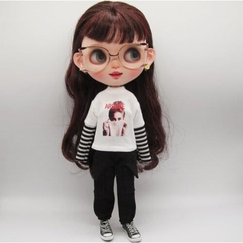 New Handmade Blyth Doll Clothes,Long Sleeve T-shirt or overalls Jeans Pant for Blyth Azone,Barbies 1/6 Doll Accessories Clothing