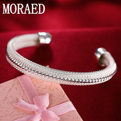 Wholesale Price 925 Sterling Silver Cuff Bangles Bracelet For Women Wedding Engagement Gift Silver Jewelry