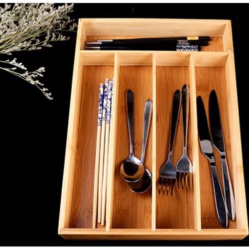 Home Office Bamboo Organiser Cutlery Tray Drawer Rack Utensil Storage Holder
