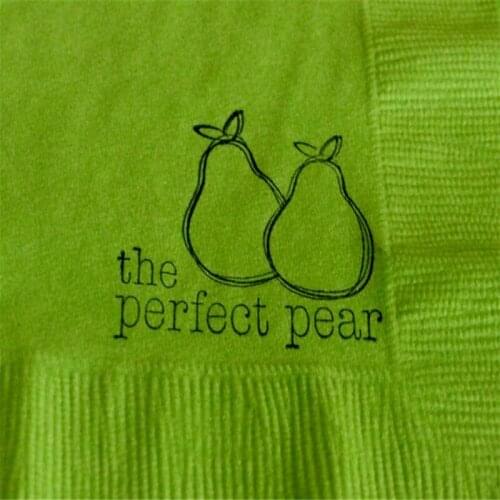 Personalized The Perfect Pear Lime Green Paper Wedding 3 Ply Paper Beverage Cocktail Napkins Farm Wedding Rustic Custom Napkins