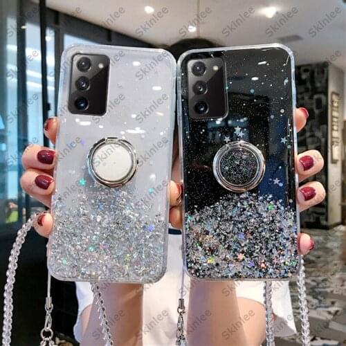 For Samsung A03S A02S Case Shockproof Glitter Bling For Samsung Galaxy S20 S21 FE Cover Starry Sky Clear Stars Moon
