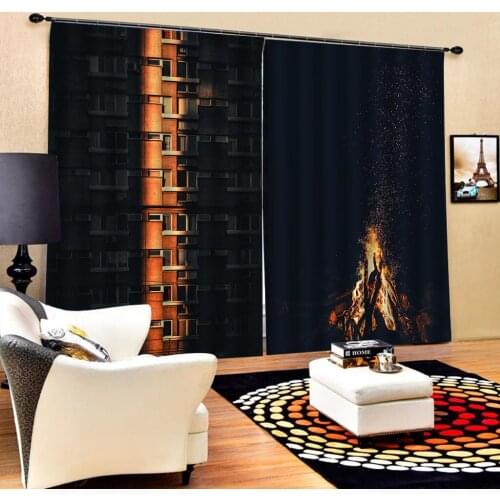 Customized size Luxury Blackout 3D Window Curtains For Living Room black blackout curtains Decoration curtains