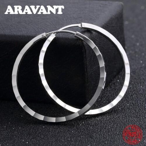 925 Sterling Silver Big Hoop Earrings For Women Fashion Wedding Jewelry