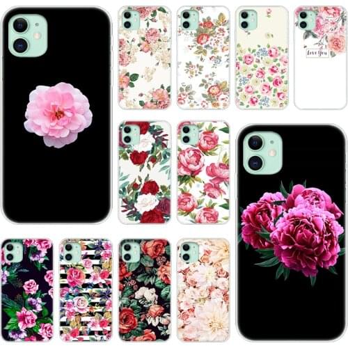 Colorful Flower Rose Peony Silicone Phone Case for Apple iPhone 12 Mini 11 Pro XS Max X XR 6 6S 7 8 Plus 5 5S SE 2020 Soft Cover