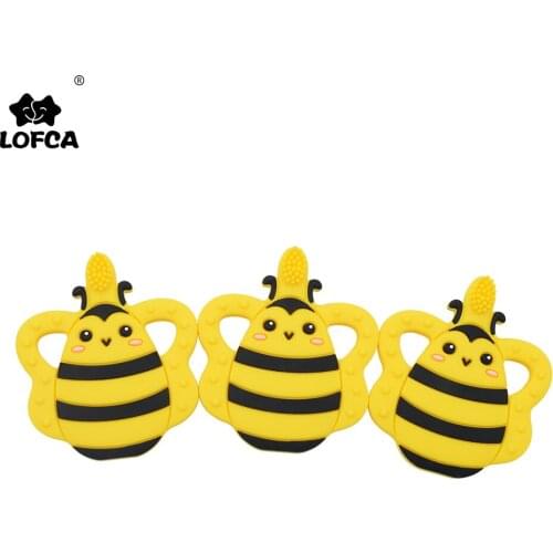 LOFCA Silicone Teether Cartoon Bee Toothbrush Teether Baby Teething Toy BPA Free Food Grade Silicone Teether Chew Teething Toy